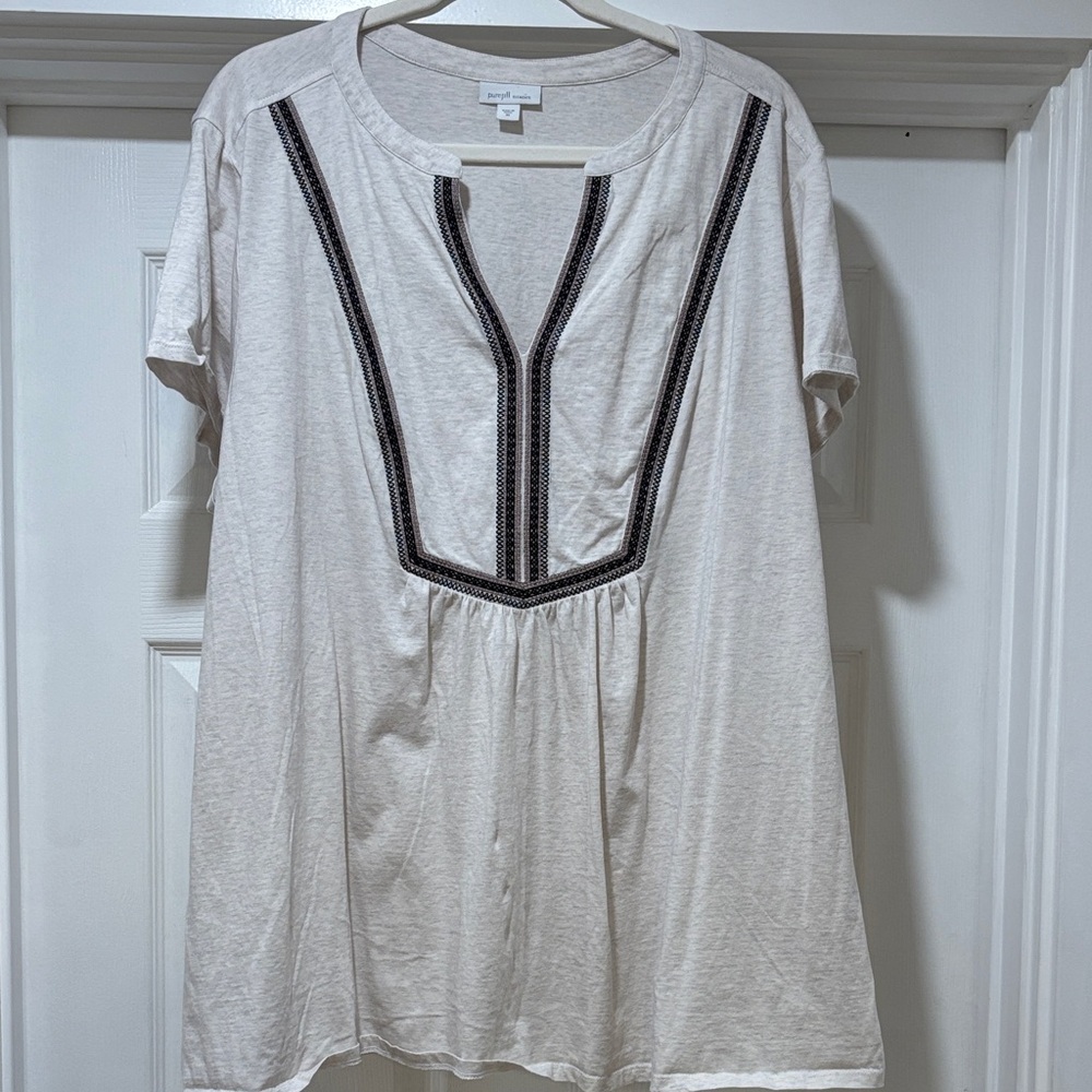 PUREJILL Elegant Cream and Black Tunic Top